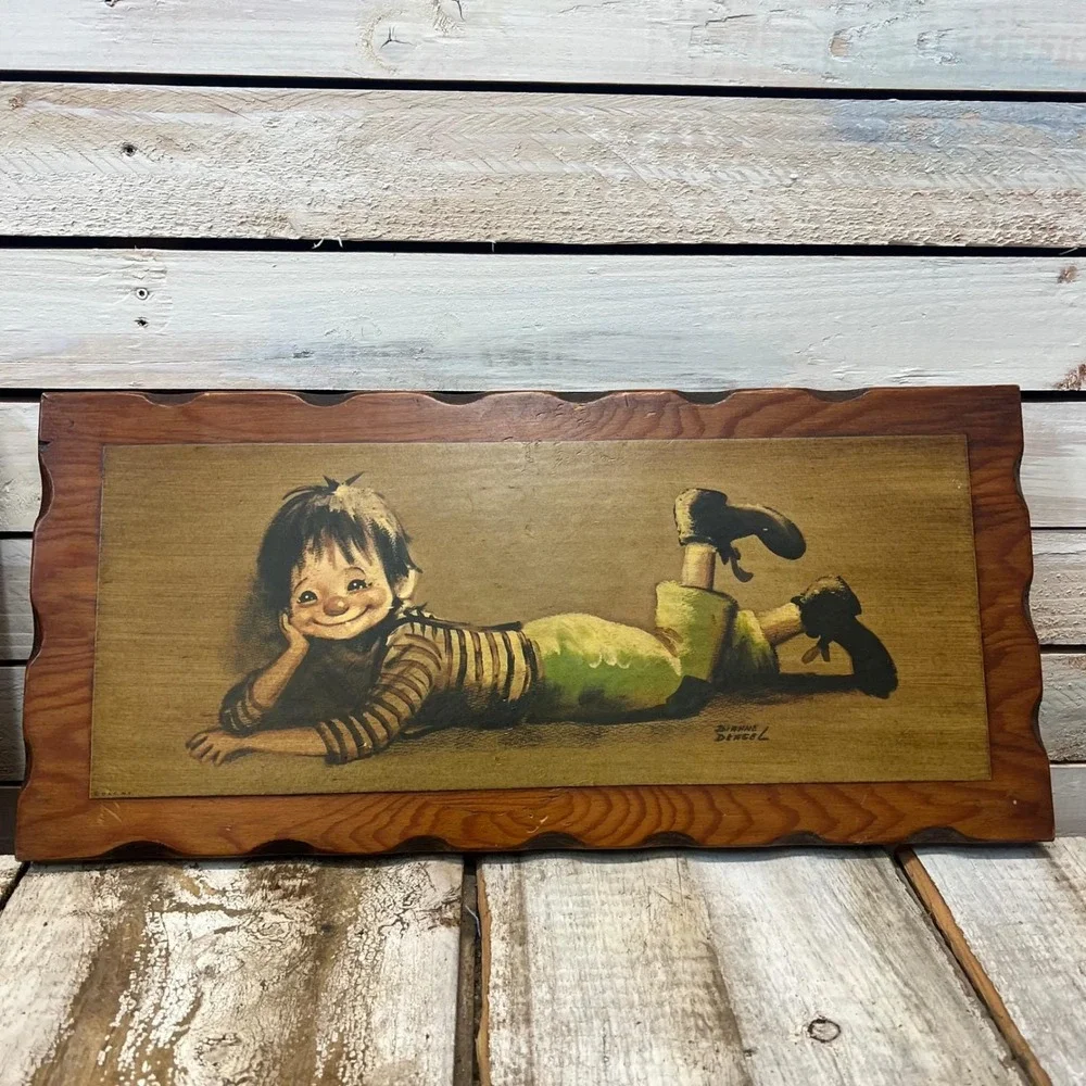 Vintage Dehnert Clown Wall Plaques Set Wood Retro Kids Room Decor Pair